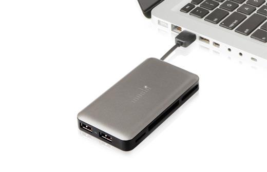 120899 Moshi 99MO027001 Moshi Cardette Ultra - Graphite USB hub og kortleser